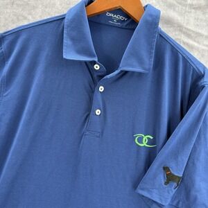 B Draddy Polo Mens XL Blue Golf Dog Shirt Performance Sport